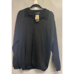 NWT Giglio Rosso Mens Polo Sweater Gray LS Classic Italy L Merino Wool A60